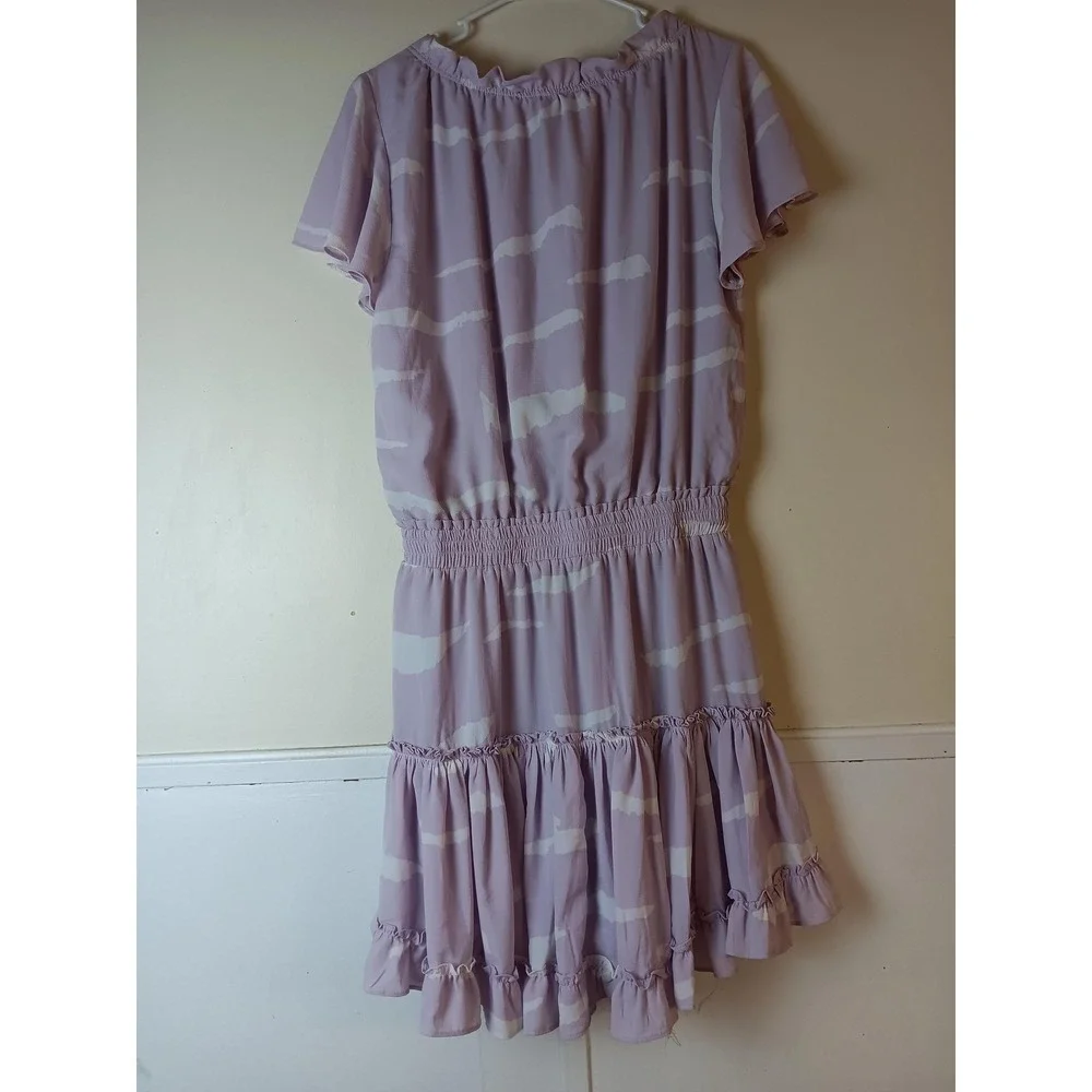 Buddy Love Dress Womens Medium Purple Tie Dye Ruffle Chiffon Sundress Lined - Picture 2 of 7